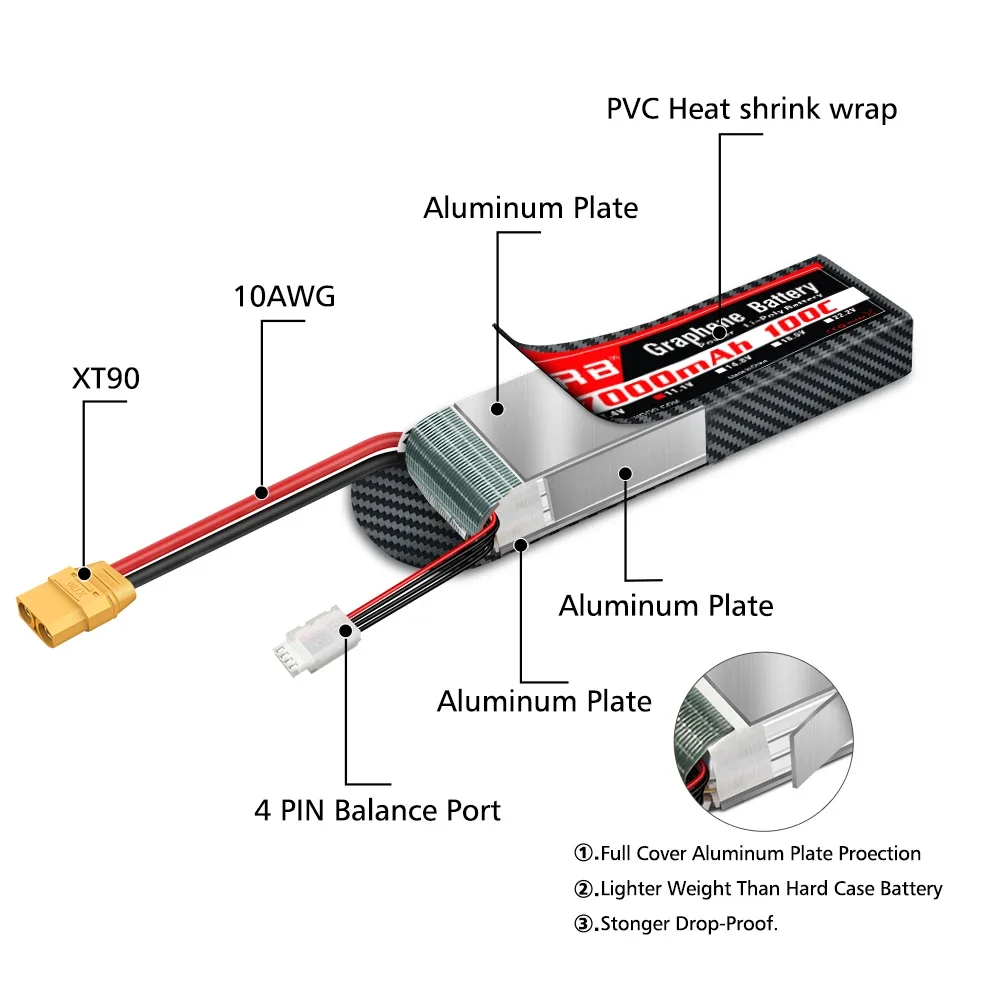 Batterie graphène 2S 3S 4s 6s  - 4S Lipo Battery 14.8V 6000Mah avis et prix