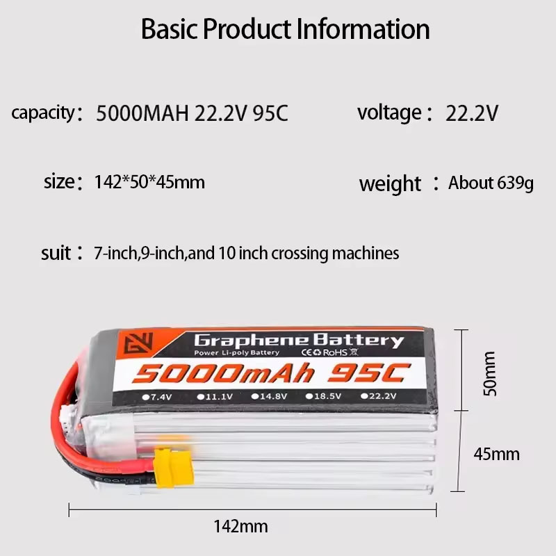 Batterie Lipo 6S 5000mAh XT60  - 6S Lipo Battery 22.2V 5000Mah avis et prix